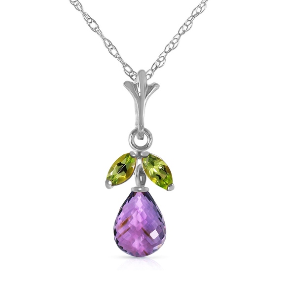 14K. SOLID GOLD NECKLACE WITH AMETHYST & PERIDOTS
